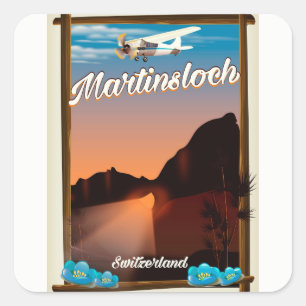 Martinsloch Zwitserland reisposter Vierkante Sticker