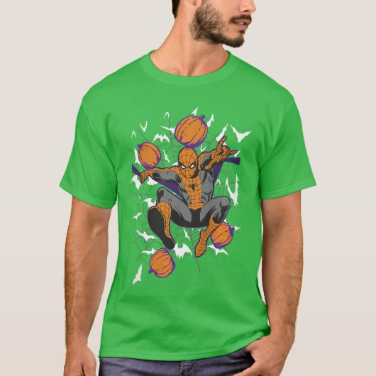 Marvel Comics Retro Classic Halloween SpiderMan Pu T-shirt (Voorkant)