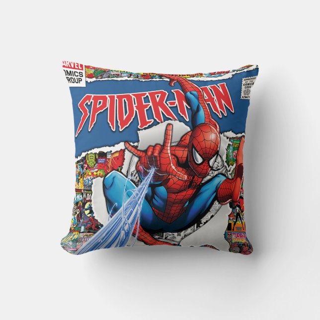 marvel comics  spider man Throw Pillow Kussen (Voorkant)