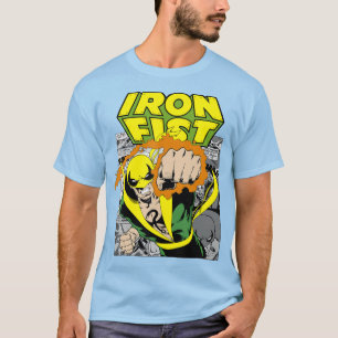 Marvel Iron Fist Retro Comic Panel Art Punch T-shirt