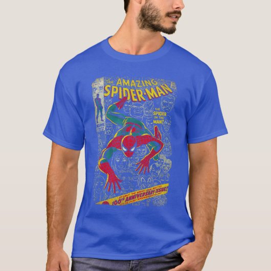 Marvel SpiderMan Comic Book Anniversary Short Slee T-shirt (Voorkant)