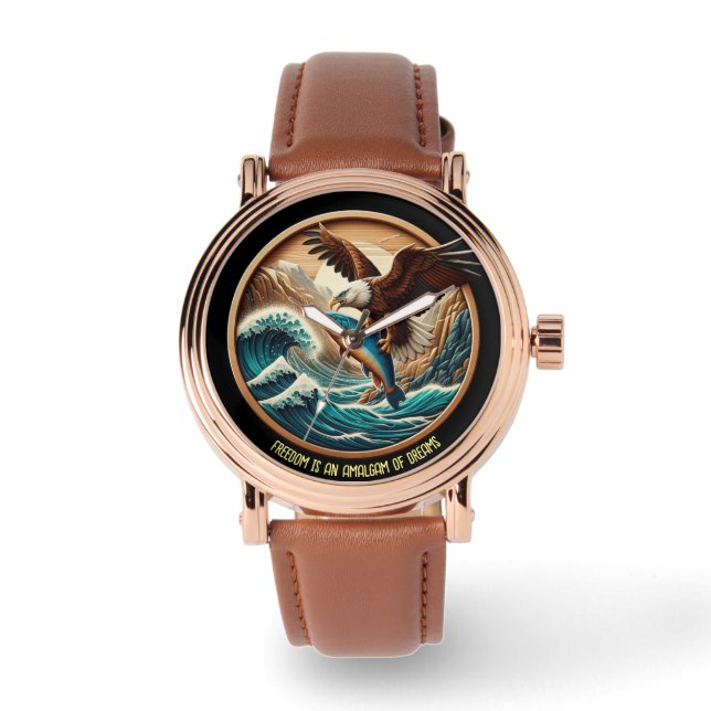 Marvelous Eagle Swooping Down to Catch Fish Horloge (Voorkant)