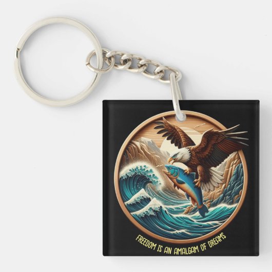 Marvelous Eagle Swooping Down to Catch Fish Sleutelhanger (voorkant)
