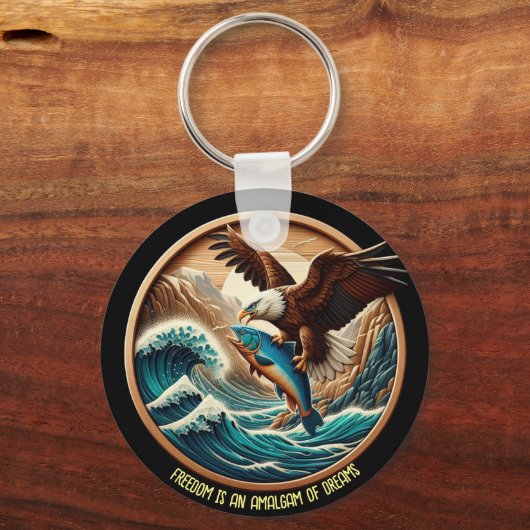 Marvelous Eagle Swooping Down to Catch Fish Sleutelhanger (Achterkant)