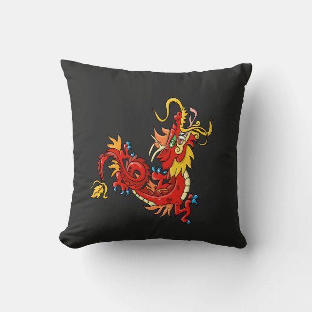 Marvelous Red Oriental Dragon Kussen (Voorkant)