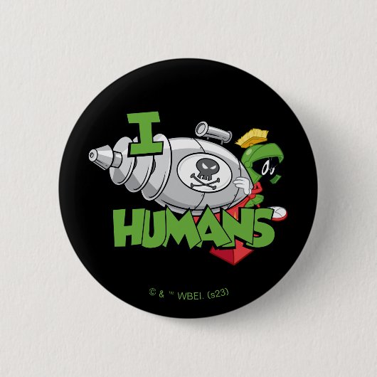 MARVIN DE MARTIAN™ I Laser Mensen Ronde Button 5,7 Cm (Voorkant)