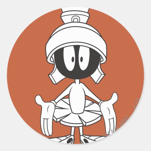 MARVIN DE MARTIAN™ Open Arms Ronde Sticker (Voorkant)