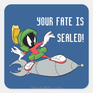 MARVIN DE MARTIAN™ Riding Rocket Vierkante Sticker
