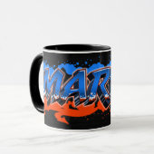 Marvin prénom Graffiti blue Tasse orange (Devant gauche)