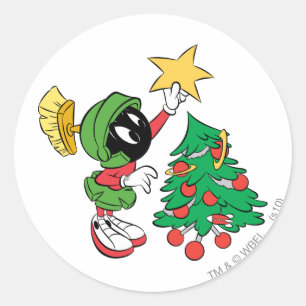 MARVIN THE MARTIAN™ DIE ster op boom zet Ronde Sticker