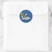 MARVIN THE MARTIAN™ Rijdende raket Ronde Sticker (Tas)