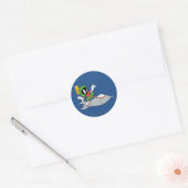 MARVIN THE MARTIAN™ Rijdende raket Ronde Sticker (Envelop)