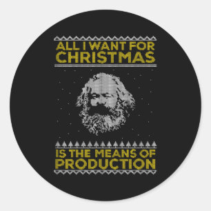 Marx alles wat ik wil is de productiemiddelen ronde sticker