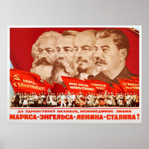 Marx, Engels, Lenin en Stalin, 1953 Propaganda Poster