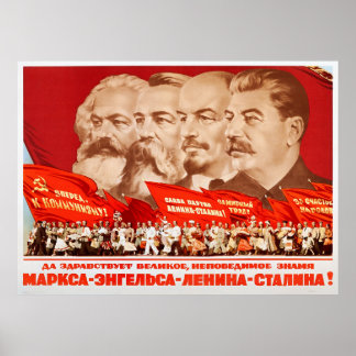 Marx, Engels, Lenin en Stalin, 1953 Propaganda Poster