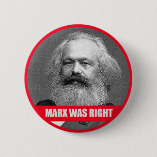 Marx had gelijk ronde button 5,7 cm
