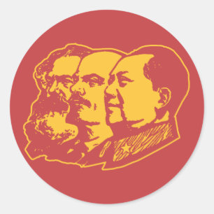 Marx Lenin Mao Portrait Ronde Sticker