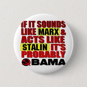 Marx, Stalin? Obama! Ronde Button 5,7 Cm