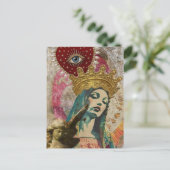 Mary and Angel Mixed Media Collage Briefkaart (Staand voorkant)