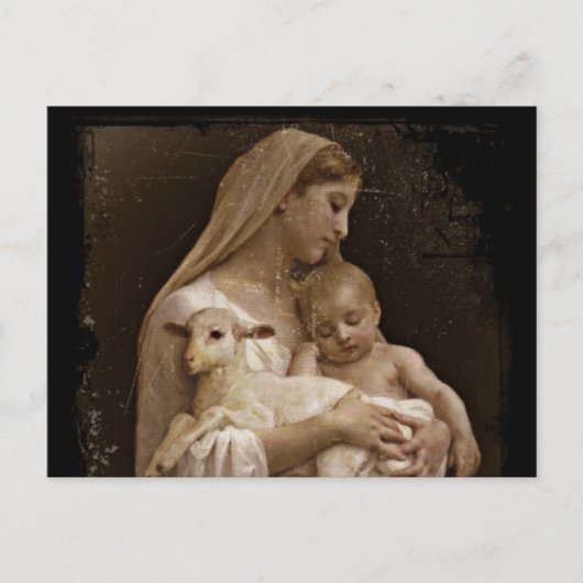 Mary Baby Jesus en Lamb Briefkaart (Voorkant)