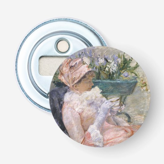 Mary Cassatt - De beker van Tea Button Flesopener (Voorkant)
