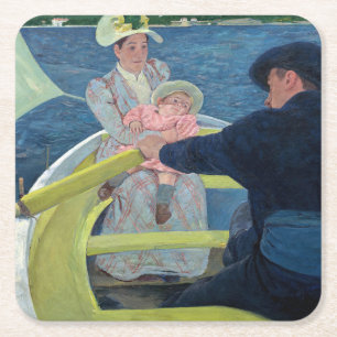 Mary Cassatt - De Boating Party Vierkante Kartonnen Onderzetter