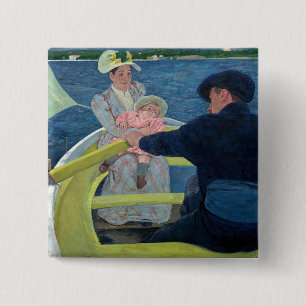 Mary Cassatt - De bootpartij Vierkante Button 5,1 Cm
