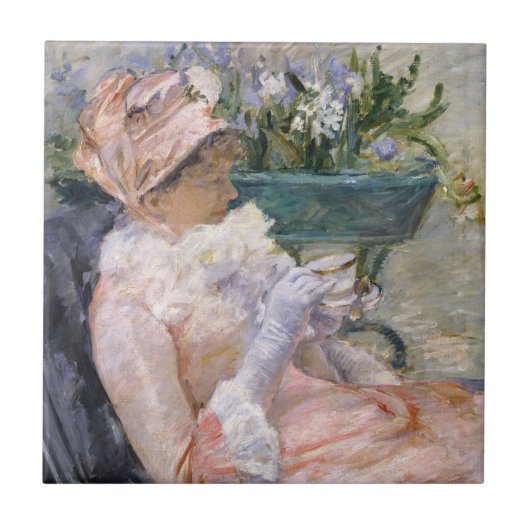 Mary Cassatt - De kop thee Tegeltje (Voorkant)