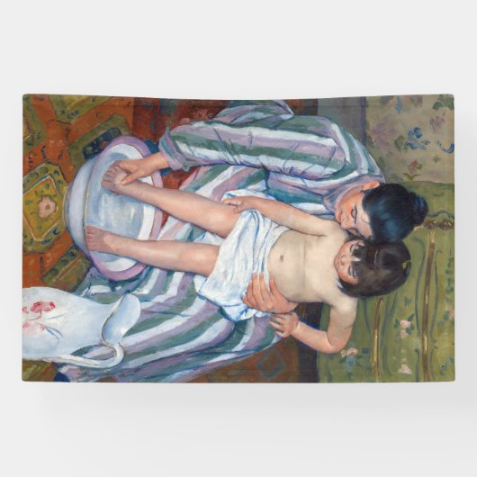 Mary Cassatt - Het kinderbad / Het bad van het kin Spandoek (Horizontaal)