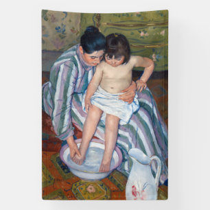 Mary Cassatt - Het kinderbad / Het bad van het kin Spandoek