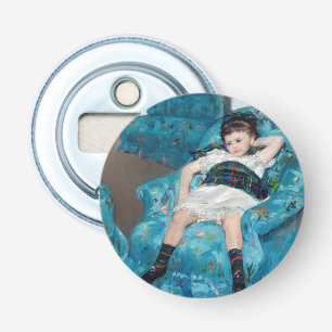 Mary Cassatt - Jong meisje in een blauwe fauteuil Button Flesopener