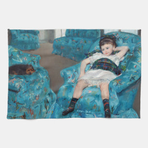 Mary Cassatt - Jong meisje in een blauwe fauteuil Theedoek