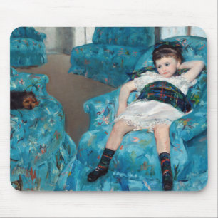 Mary Cassatt - Jong meisje in een blauwe stoel Muismat