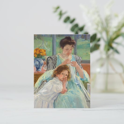 Mary Cassatt - Jonge moeder die naait Briefkaart (Staand voorkant)