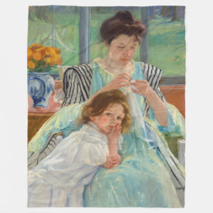 Mary Cassatt - Jonge moeder die naait Fleece Deken