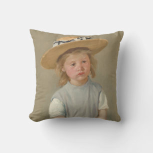 Mary Cassatt - Kind in een strohoed Kussen