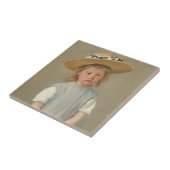 Mary Cassatt - Kind in een strohoed Tegeltje (Zijkant)