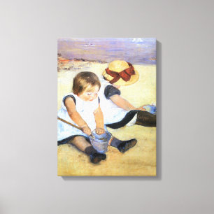 Mary Cassatt Kinderen die op het strand spelen Canvas Afdruk