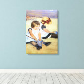 Mary Cassatt Kinderen die op het strand spelen Canvas Afdruk (Insitu (Houten vloer))
