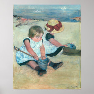Mary Cassatt - Kinderen die op het strand spelen Poster