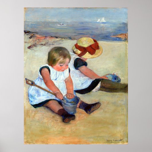 Mary Cassatt Kinderen die op het strand spelen Poster (Voorkant)