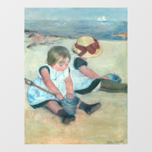 Mary Cassatt - Kinderen die op het strand spelen Raamsticker