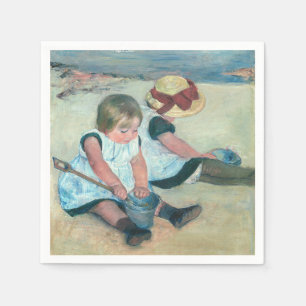 Mary Cassatt - Kinderen die op het strand spelen Servet