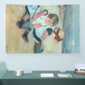 Mary Cassatt - Kinderen die op het strand spelen Spandoek (Beurs)