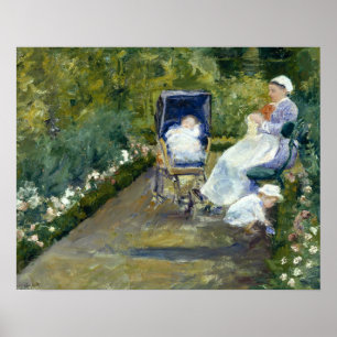 Mary Cassatt - Kinderen in een tuin (de zuster) Poster