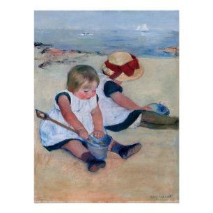 Mary Cassatt Kinderen spelen op het strand 1884 Perfect Poster