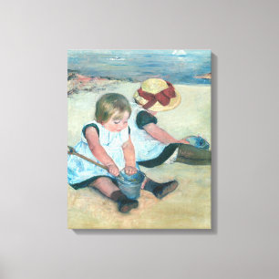 Mary Cassatt - Kinderen spelen op het strand Canvas Afdruk