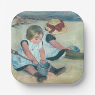 Mary Cassatt - Kinderen spelen op het strand Papieren Bordje