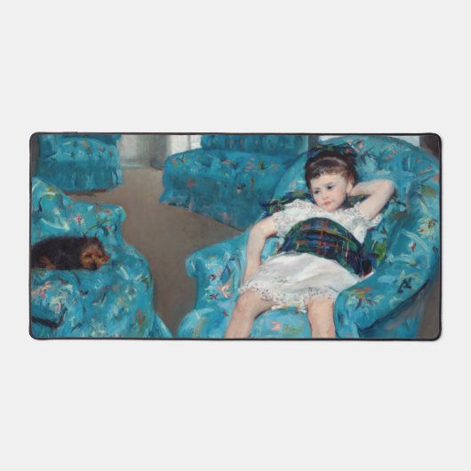 Mary Cassatt - klein meisje in een blauwe stoel Bureaumat (Voorkant)