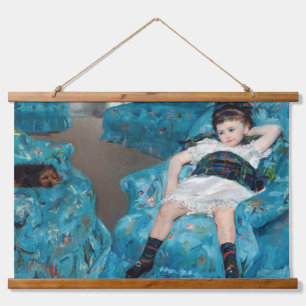 Mary Cassatt - klein meisje in een blauwe stoel Hangend Wandkleed